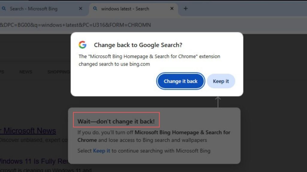 Microsofts-desperate-prompt-under-Chromes-warning-nudging-users-to-continue-the-Bing-path