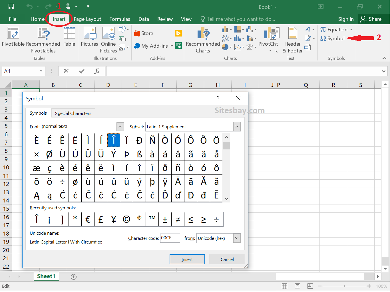 Symbol Menu In Excel
