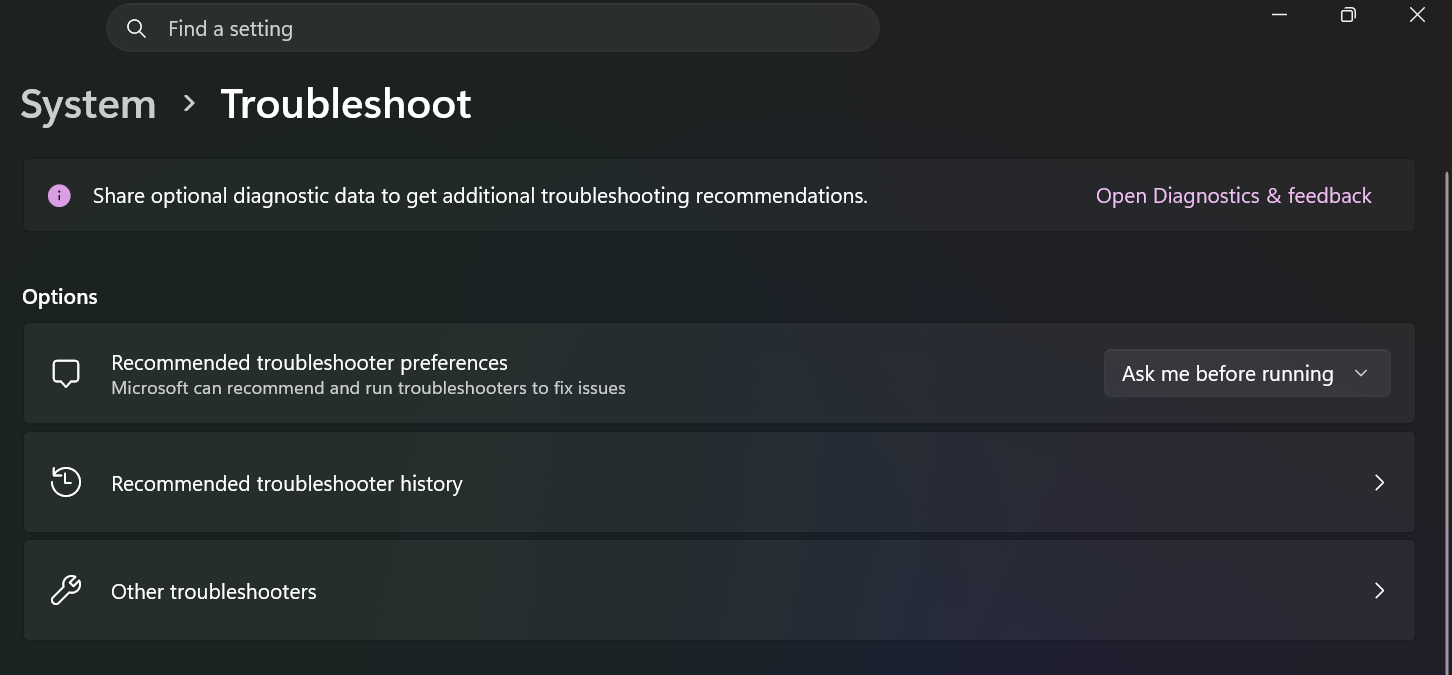 Windows 11 Built In Troubleshooter