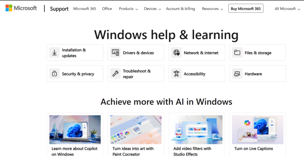 Windows Help and Learning Website