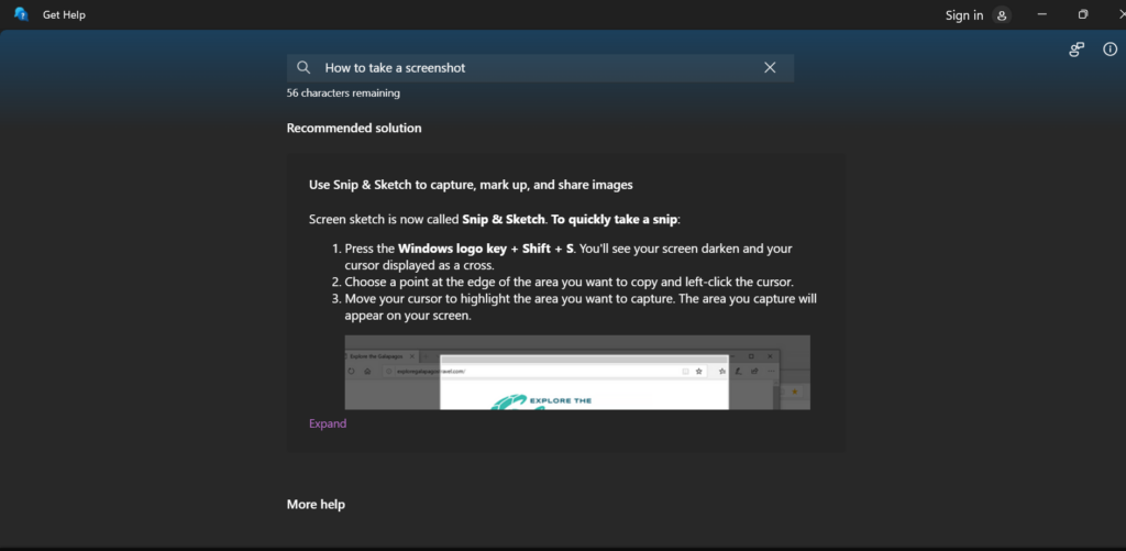 asking get help about taking screenshot on windows