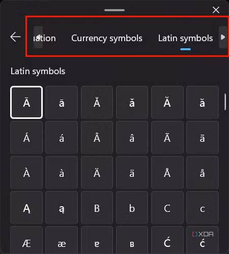 windows-11-symbols panel