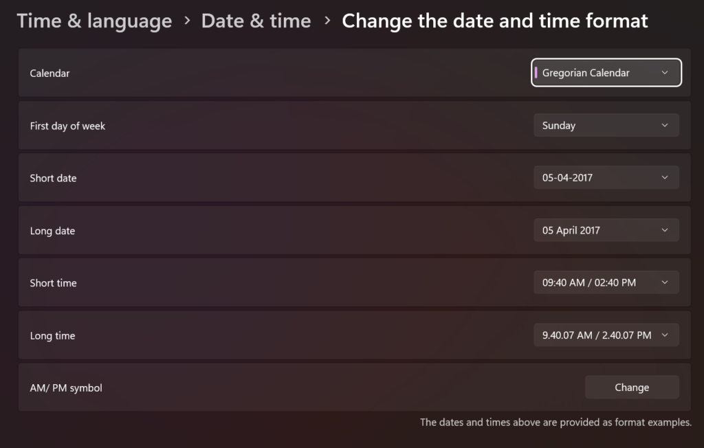 Change the Date and Time Format