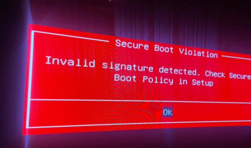 Invalid Signature Detected: Check Secure Boot Policy
