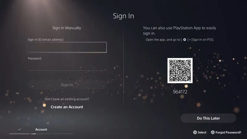 Log in to PlayStation Network on PS4 or PS5