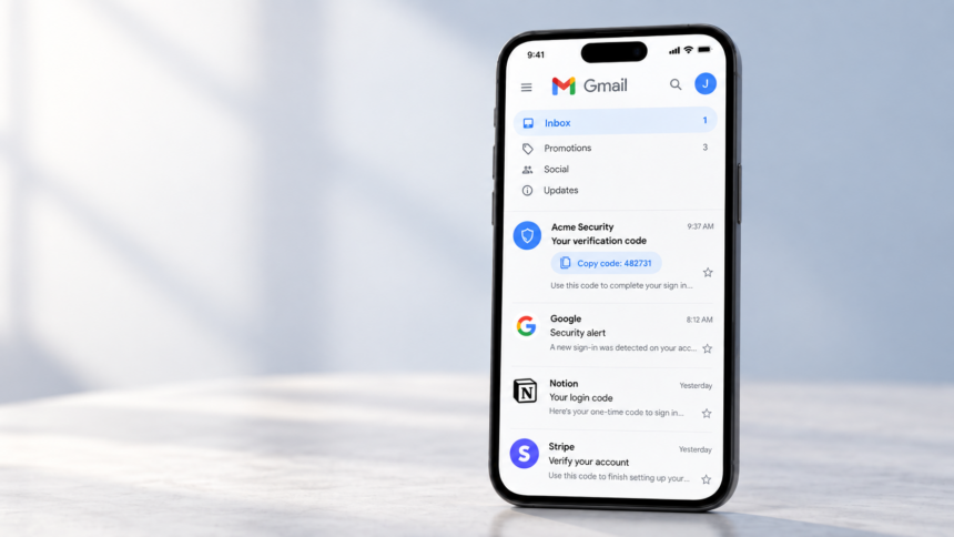 Gmail Can Now Copy 2FA Codes Without Opening the Email