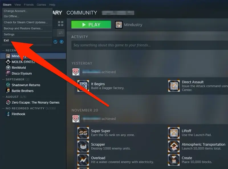 Restart Steam