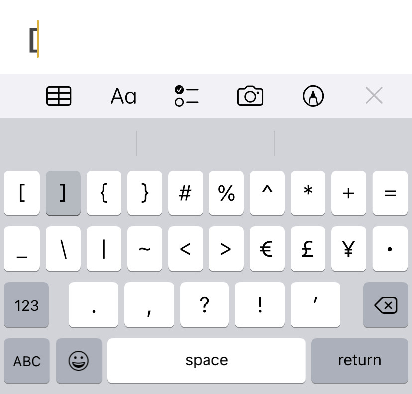 Type Brackets and Braces on iPhone
